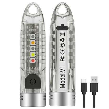 EDC Flashlight 400LM Uv Light Waterproof Usb Rechargeable Small Keychain Pocket Camping Work Mini Led Emergency Portable Outdoor