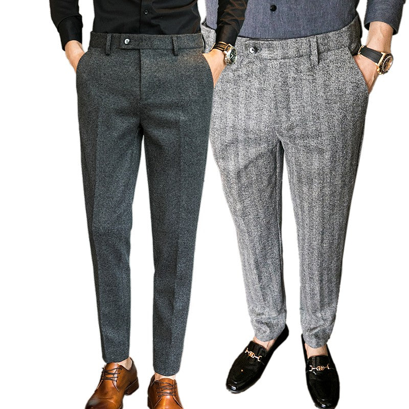 New Autumn Men's Gray Pants, Fashion Casual Trousers, Asian Size 28-36 Slim Suit Pantalon for Men
