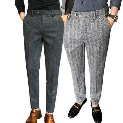 New Autumn Men's Gray Pants, Fashion Casual Trousers, Asian Size 28-36 Slim Suit Pantalon for Men