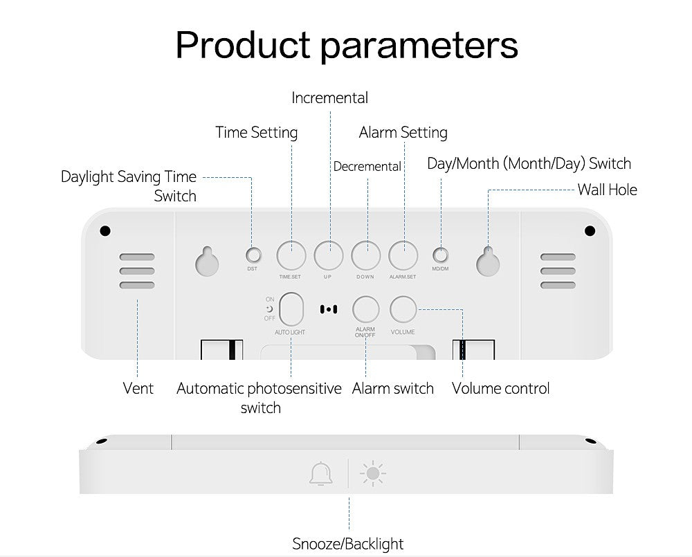Large Digital Wall Clock with Temperature Humidity Calendar 8.5"Desk LCD Alarm Clock Backlight for Bedroom Office Living Room