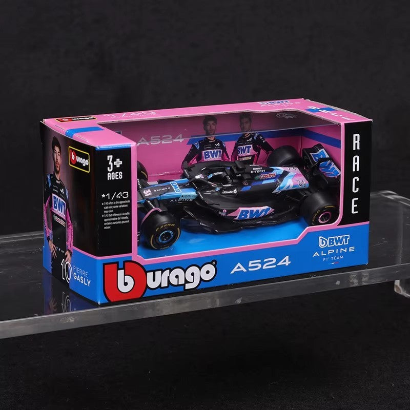 Em estoque Novo 2024 Bburago 1:43 F1 Liga Miniatura Diecast Modelo Mclaren Mcl38 Bwt Alpine A524 Amg W15 F1 Carro Brinquedo Personalizado Presente Infantil