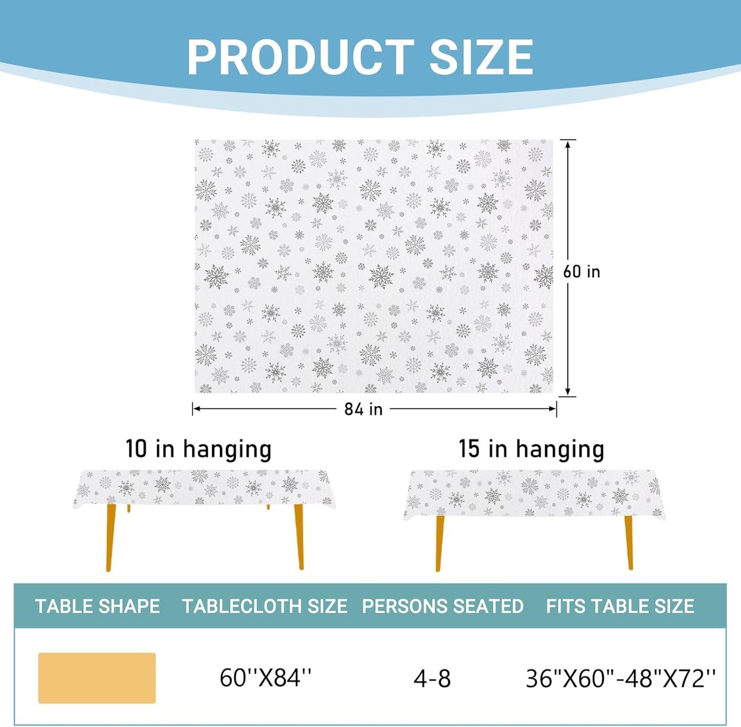 Christmas White Snowflake Waterproof Tablecloth Table Decor Winter Holiday Kitchen Dining Tablecloth Christmas Decorations