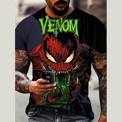 Avengers: Marvel Heroes Short Sleeve Printed T-shirt for Men, Spider Man Venom Role Playing Costume Top for Men