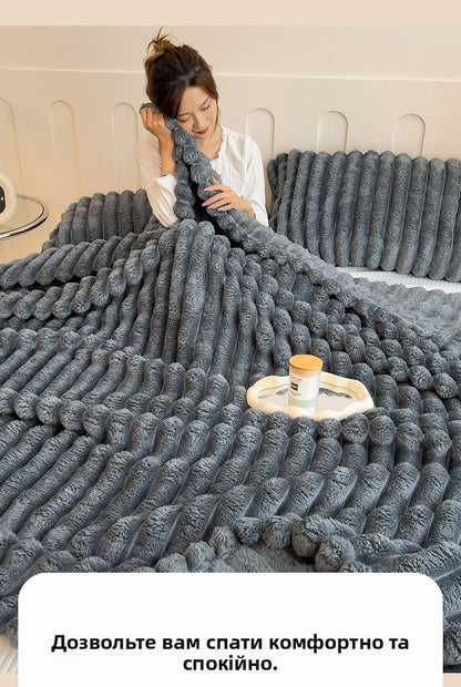 Thi Rabbit Fur Blanket Office Sofa Nap Blanket Premium Cover Blanket All Seasons  Color Polyester Fiber