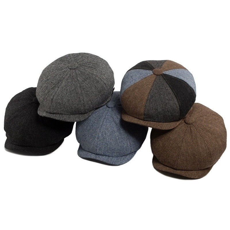 Hat Men Beret Cabbie Driving Hunting Caps Vintage Tweed Blinders Berets Flat Peaked Cap Street Hats for Men Women 55-60CM