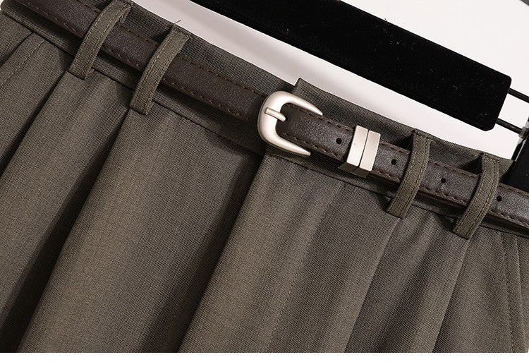 2025 Plus Size Skirts for Women Autumn Elegant Solid Women's Wrap Umbrella Skirts Korean High Waisted Suit Pleated Skirt