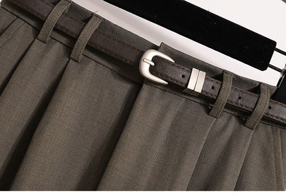 2025 Plus Size Skirts for Women Autumn Elegant Solid Women's Wrap Umbrella Skirts Korean High Waisted Suit Pleated Skirt