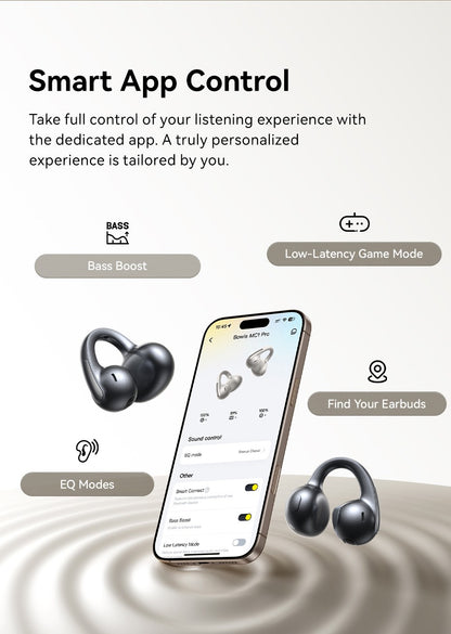 Fones de ouvido sem fio Baseus MC1 Pro Ear Clip Bluetooth 6.0 Hi-Res Ultra Open Earbuds Tipo brinco 4 microfones ENC fones de ouvido com clipe