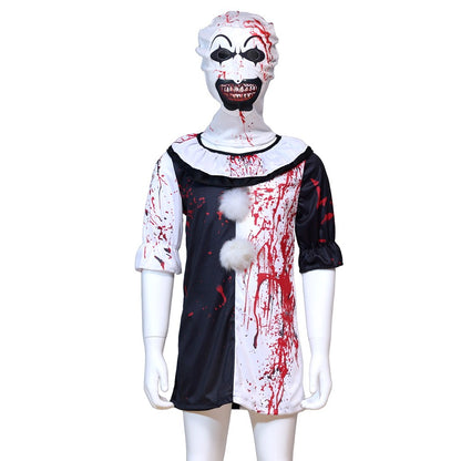 Halloween Blood Stained Broken Soul Clown Cossuit for Men and Women Black and White Splash Set Horror Movie Same Style