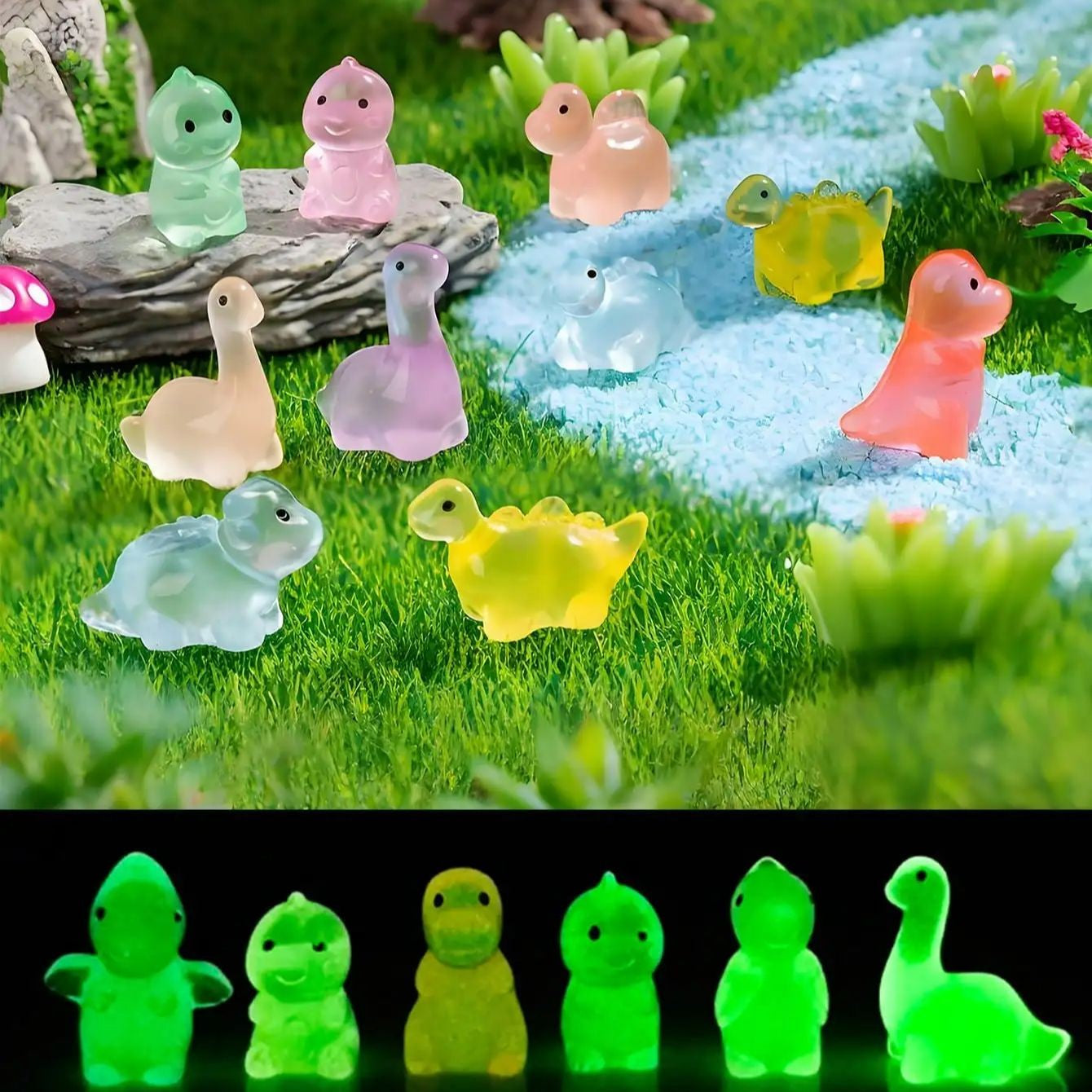 Glow In The Dark Dinosaur Toys 10/20PCS Luminous Mini Figurines For Christmas Fairy Garden Cute Decor