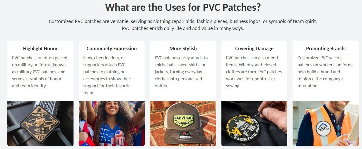 Wholesale Custom PVC Patch 3D Rubber Soft Badges Personalised Logo with Hook&Loop Backing Tactical Patches for Clothing Bags