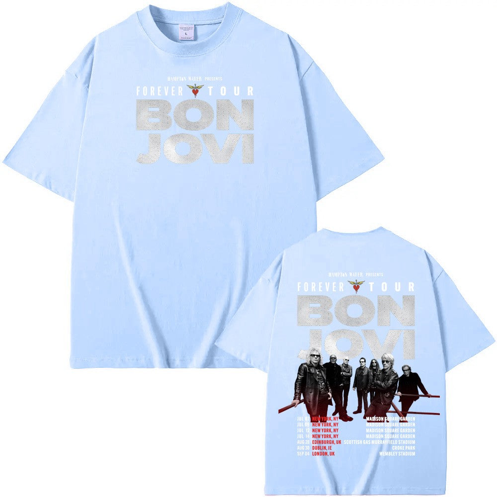 Bon Jovi Grunge Band Forever TOUR 2026 Tee Summer Casual Tshirt 100% Cotton Comfortable High Quality Graphic 100%Cotton Tops