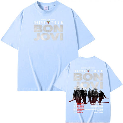 Bon Jovi Grunge Band Forever TOUR 2026 Tee Summer Casual Tshirt 100% Cotton Comfortable High Quality Graphic 100%Cotton Tops