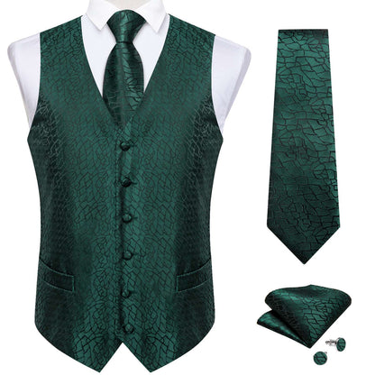 Luxury Paisley Men's Suit Vest Black Pink Red Wedding Prom Tuxedo Waistcoat Necktie Handkerchief Cufflink Sleeveless Jacket Vest