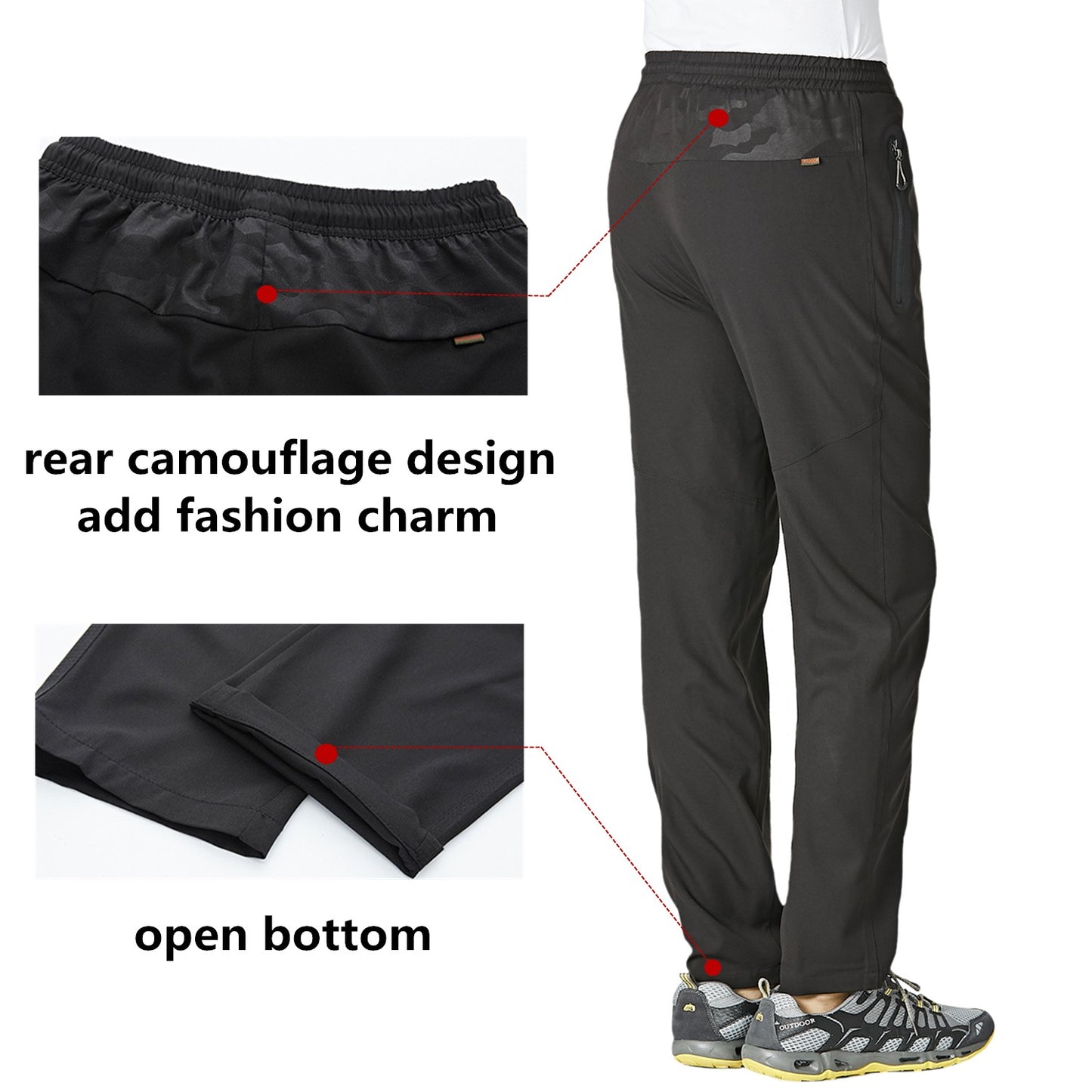 TACVASEN Outdoor Pants Men Quick Dry Straight Running Hiking Pants Elastic Lightweight Yoga Fitness Exercise Sweatpants Joggers