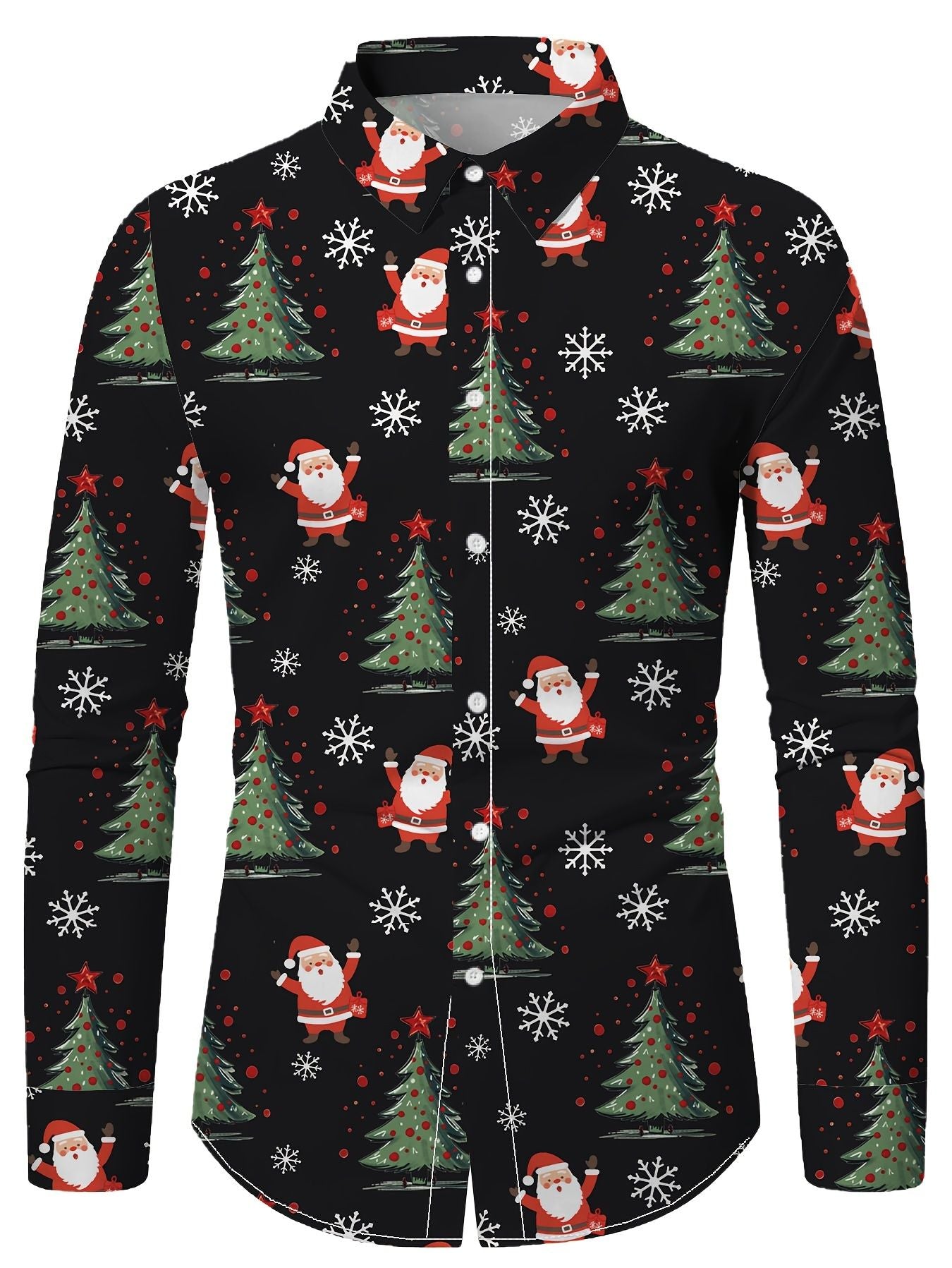 Christmas Festival Theme Men's 3D Printed Formal Shirts Santa Claus Elk Graphic Long Sleeve Shirt Fashion Men's Shirts For Men