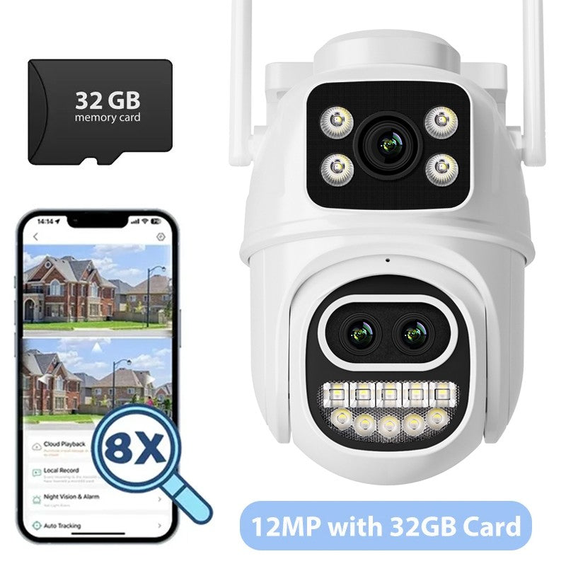 BESDER 6K 12MP Wifi Camera PTZ Dual Screen 8X Digital Zoom AI Auto Tracking Outdoor 8MP CCTV IP Camera Security Protection iCSee