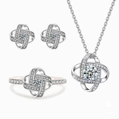 925 Sterling Silver Fine Jewelry Set with Inlaid Zircon: Pendant Necklace Earrings Ring for Women Engagement Party Gifts