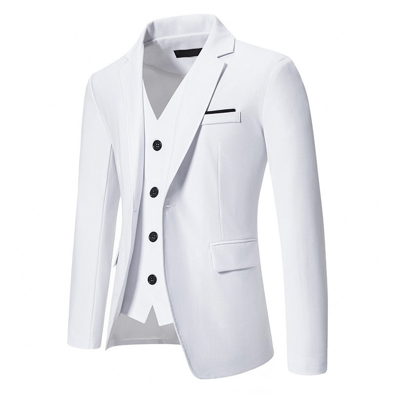 Blazer Men's Fashion Gentleman Solid Color Comfortable Business Color Match with Fake Two Wedding Casual Banquet Slim Suit