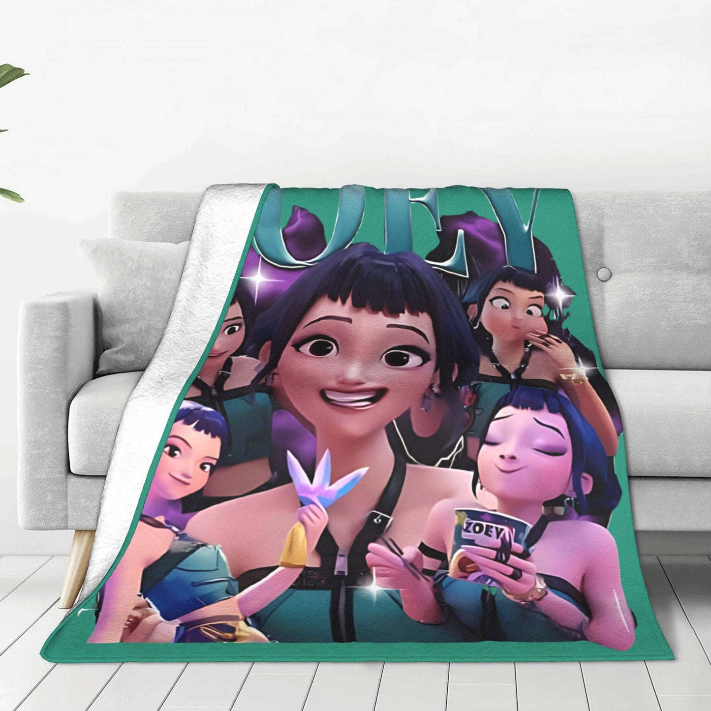 Kpop Demon Hunters Zoey Huntrix Blankets  Plush Vintage Soft Throw Blankets for Bedspread Summer,