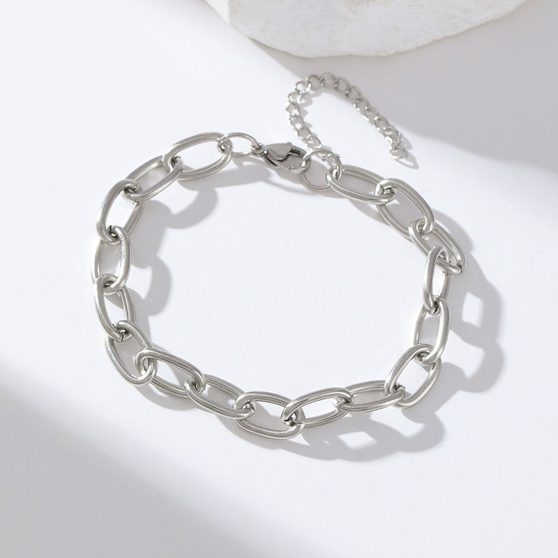 Pulseira de Corrente de Contas de Aço Inoxidável 316L EILIECK para Mulheres, Charme de Metal Banhado a Ouro 18K, Joia Moderna com Design Exclusivo