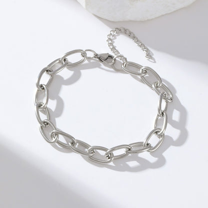 Pulseira de Corrente de Contas de Aço Inoxidável 316L EILIECK para Mulheres, Charme de Metal Banhado a Ouro 18K, Joia Moderna com Design Exclusivo