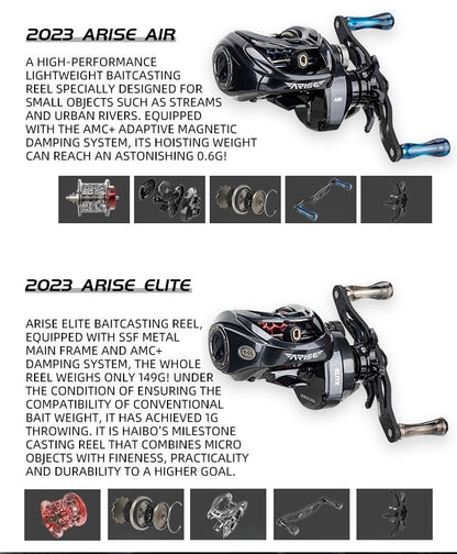 Haibo 25/23 NEW ARISE AIR/ELITE AMC+ Carretilha De Pesca Baitcasting Manivela De Fibra De Carbono 11B+1RB Long Casting