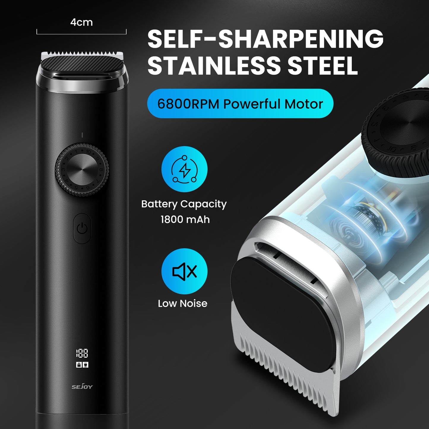 SEJOY Electric Hair Trimmer Kits Cordless Professional Hair Clipper Reachageable Waterproof Nose Hair Trimmer