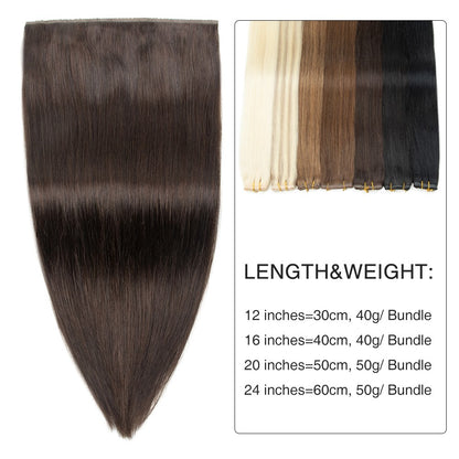 Extensões de cabelo humano Butterfly Twin Tabs Invisible Weft Trama Invisível Fita Plana PU Buraco Invisível Cabelo Humano Real de 25cm Sem Cola 40-50g