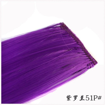 LIHUI Longo Liso Colorido Aplique de Cabelo Extensões de Cabelo com Clipe Mechas Arco-Íris Destaque Cabelo Sintético Rosa em Clipe
