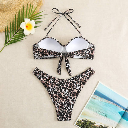 Push Up Bikini Set Women's Swimwear 2024 New Halter Bandeau Underwire Swimsuit Beach Bathing Swimming Suit for Women