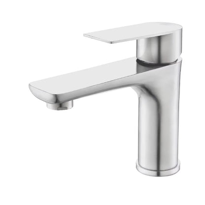 Brushed/Gray Bathroom Sink Faucet Hot and Cold Mixer Faucet Countertop Mount 304 Stainless Steel Single Handle