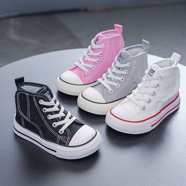 Spring and Autumn New Children's Canvas Shoes Boys High-Top White Shoes Girls Casual Shoes Parent-Child Shoes Board Shoes