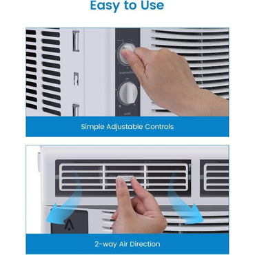5000BTU Window Air Conditioner AC Unit Designed for Efficient Cooling up to 150 Sq. Ft. with Manual Adjustable Fan and Multiple