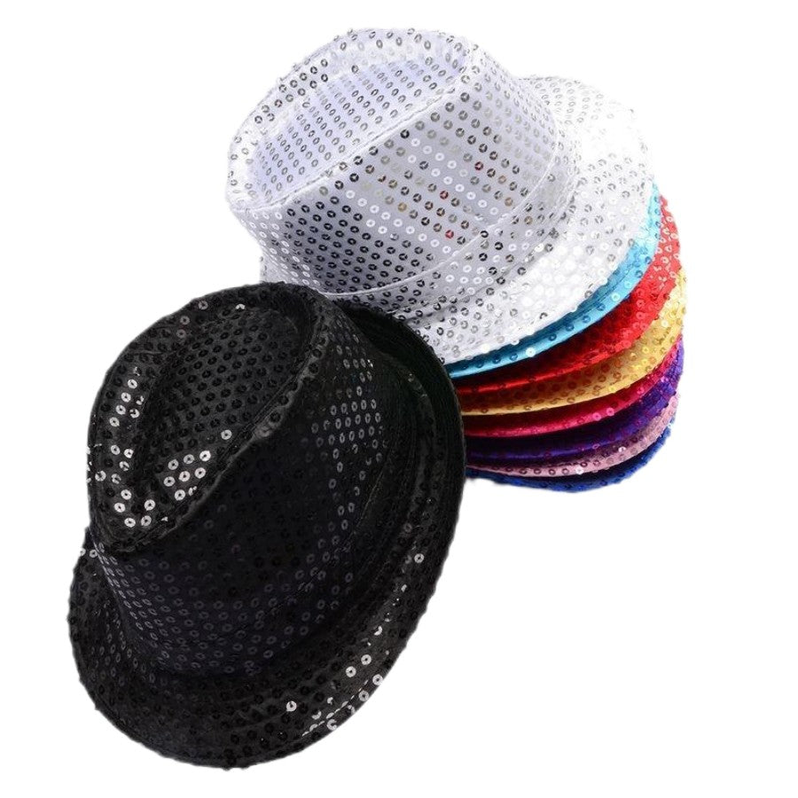 British Top Jazz Hat Bucket Hat Men Women Stage Performance Sequin Hat Shining Christmas Fedoras Party Parent Child Hat Hollween