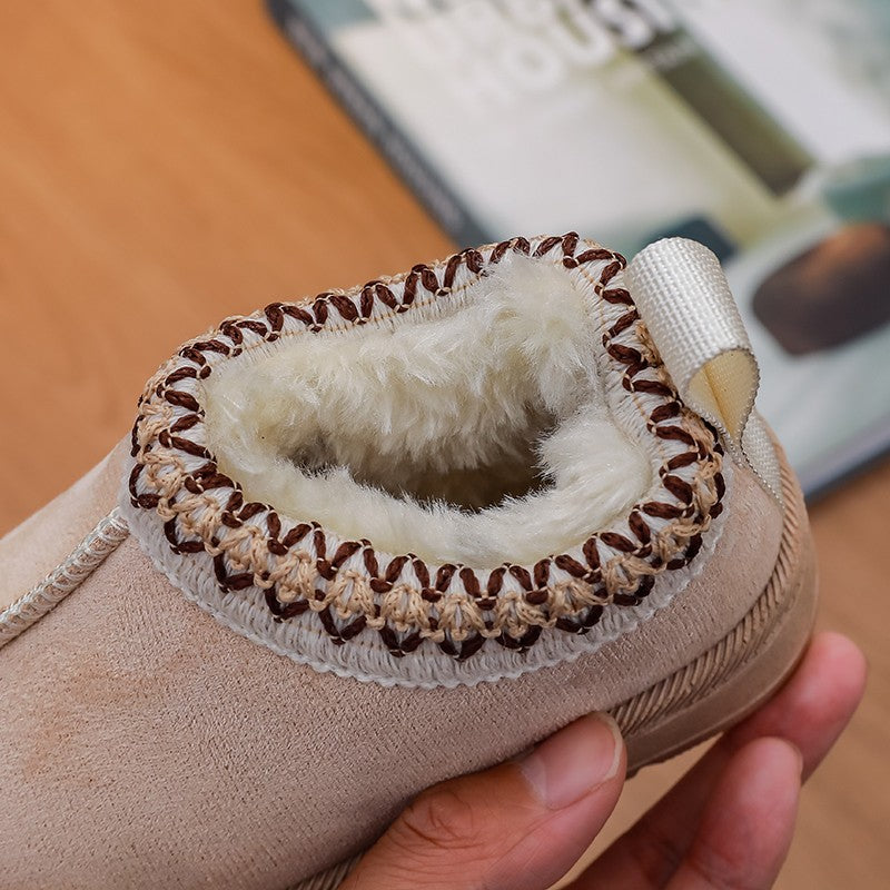 New Fashion Children's Ankle Boots Soft Winter 2025 Causal Girls Cotton Shoes Solid Color Kids School Plush Boots Warm Versatile