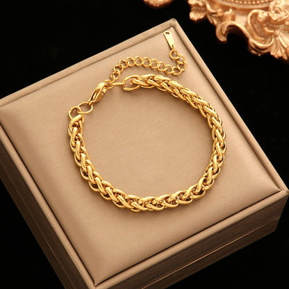 EILIECK 316L Aço Inoxidável Torcido Pulseira Bracelete Para Mulheres Tendência Banhado a Ouro 18K Corrente de Pulso Impermeável Joias Presente Festa
