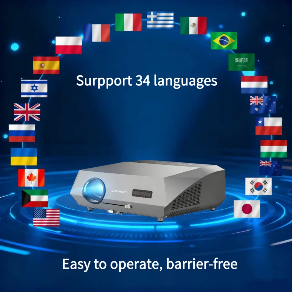Projetor 4K com foco automático 3500 ANSI, Wi-Fi 2.4+5G, Bluetooth, Full HD 1080P, HDR, Android TV, para filmes, vídeos e home theater durante o dia