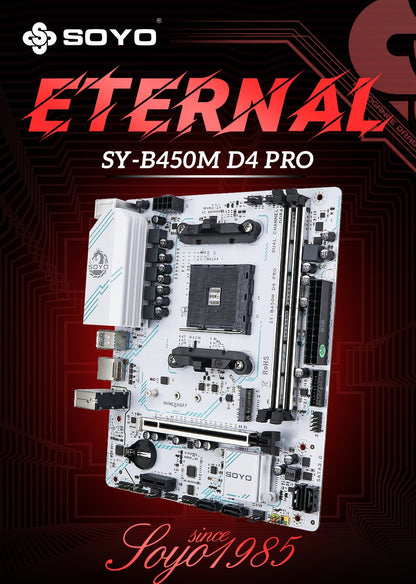 Placa-mãe AMD Clássica B450M Memória DDR4 de Canal Duplo Placa-mãe AM4 PCI-E 3.0 NVME B450 (suporta CPU Ryzen 5600 5600G)