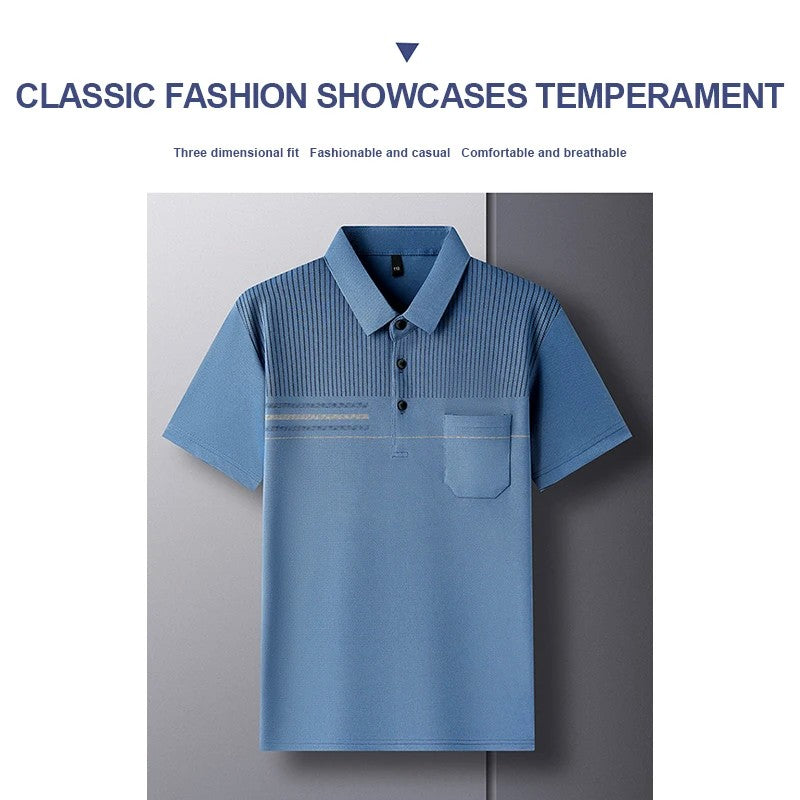 Men's Comfortable, Breathable, Fashion Versatile New Summer Cool True Pocket POLO Shirt Short Sleeve