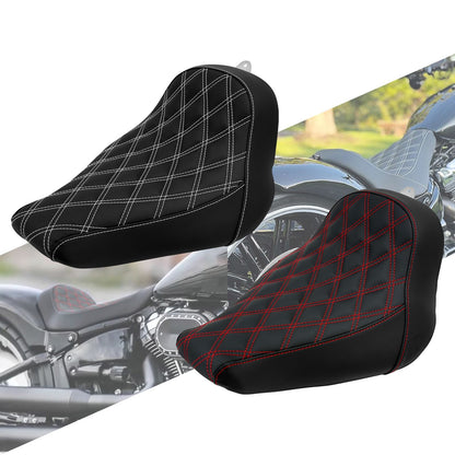Banco Solo Para Motocicleta Perfil Baixo Couro Diamante Assento Para Harley Para Softail Fat Boy Breakout FLSTF FXBRS 18-23
