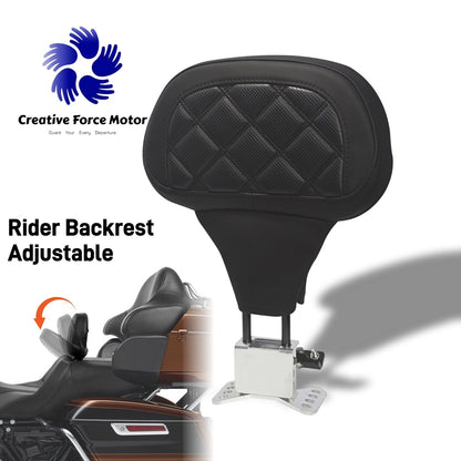 Encosto do Banco Dianteiro do Piloto de Motocicleta Ajustável para Harley Davidson Touring Road King Street Electra Glide 2009-2025