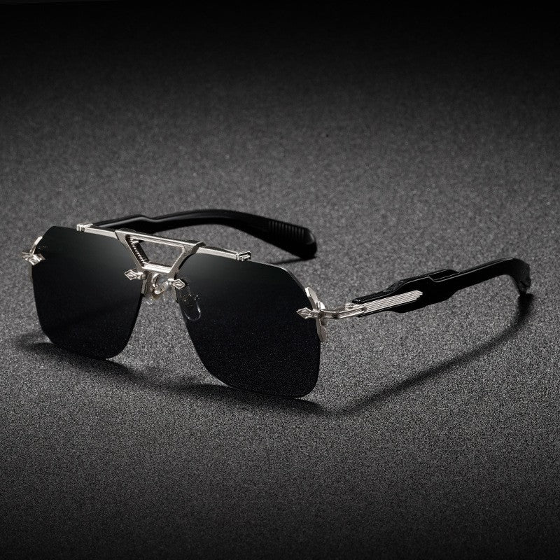Novos Óculos de Sol Masculinos Steampunk Design de Haste Dupla Óculos de Piloto Sem Aro Proteção UV Óculos de Proteção Retrô