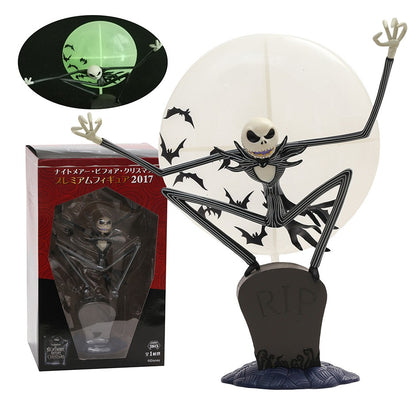 Luminoso Jack Skellington O Estranho Mundo de Jack PVC Figura Coleção Modelo Brinquedo Presente de Natal