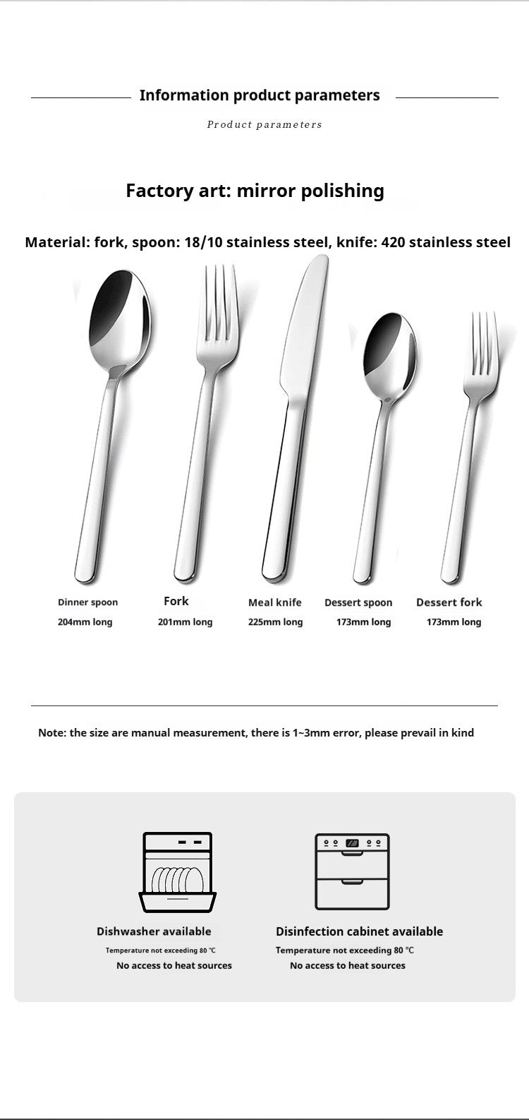 5PCS premium quality 420 and 18-10 Stainless steel Dinnerware Set cutlery set steak knife and fork dessert fork and spoon