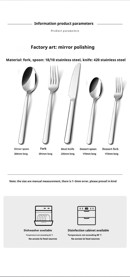 5PCS premium quality 420 and 18-10 Stainless steel Dinnerware Set cutlery set steak knife and fork dessert fork and spoon