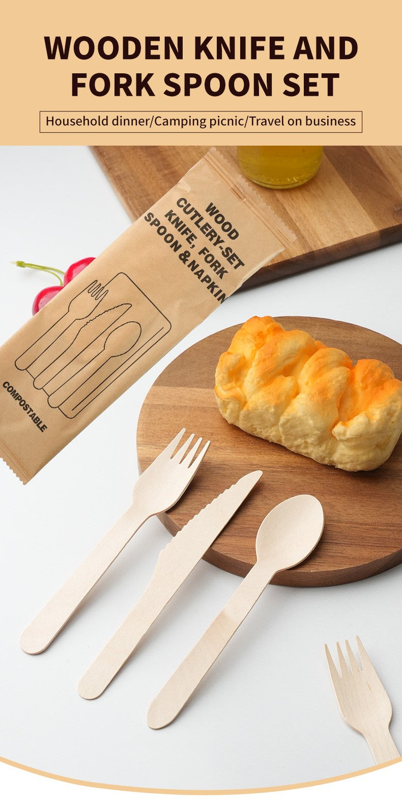 Conjunto Descartável de Talheres de Polpa com 20 Peças Biodegradáveis Inclui Tigela Prato Faca Garfo Colher para Casa Festa Piquenique Recipientes de Comida