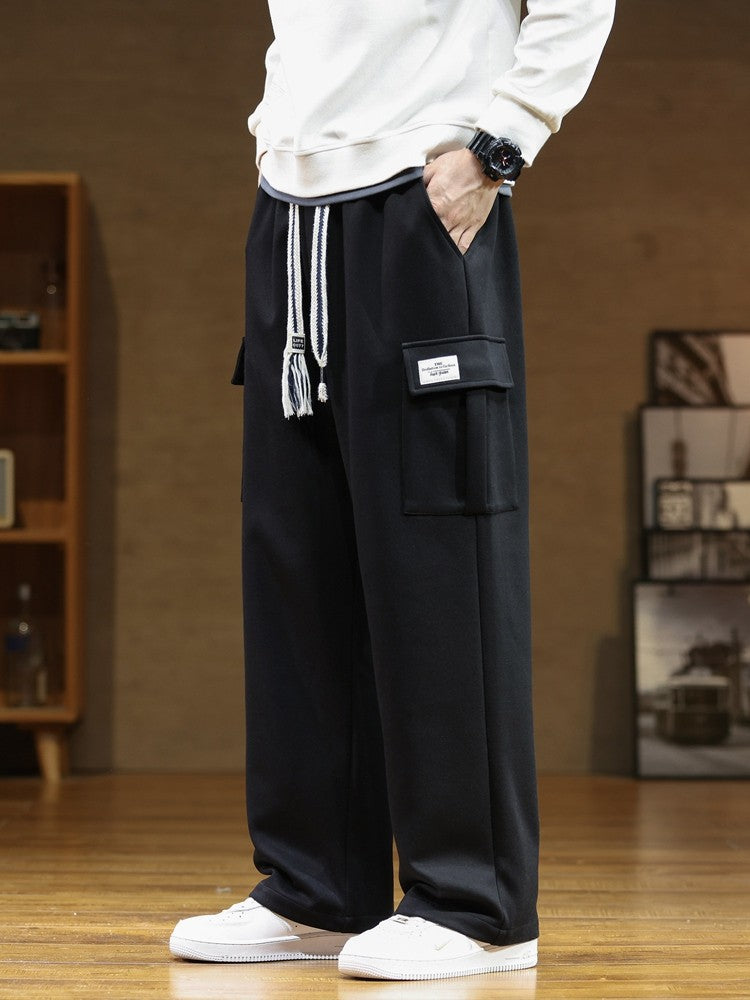 2023 Autumn New Sweatpants Men Multi-Pockets Drawstring Cotton Casual Track Pant Male Loose Straight Trousers Large Size 8XL