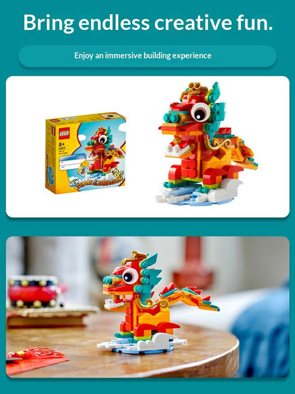 Lego 40573 Árvore de Natal 40611 O Ano do Dragão Brinquedos de montar quebra-cabeça infantil Presente de Natal