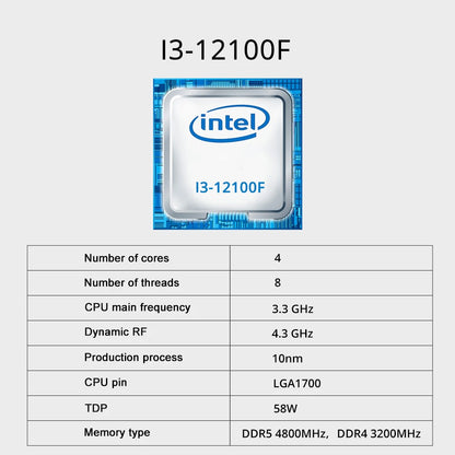 SOYO Motherboard Set H610M LGA1700 with Intel CPU i3 12100F DDR4 (8G*2) 16GB 3200MHz Desktop Computer components SATA3.0 M.2